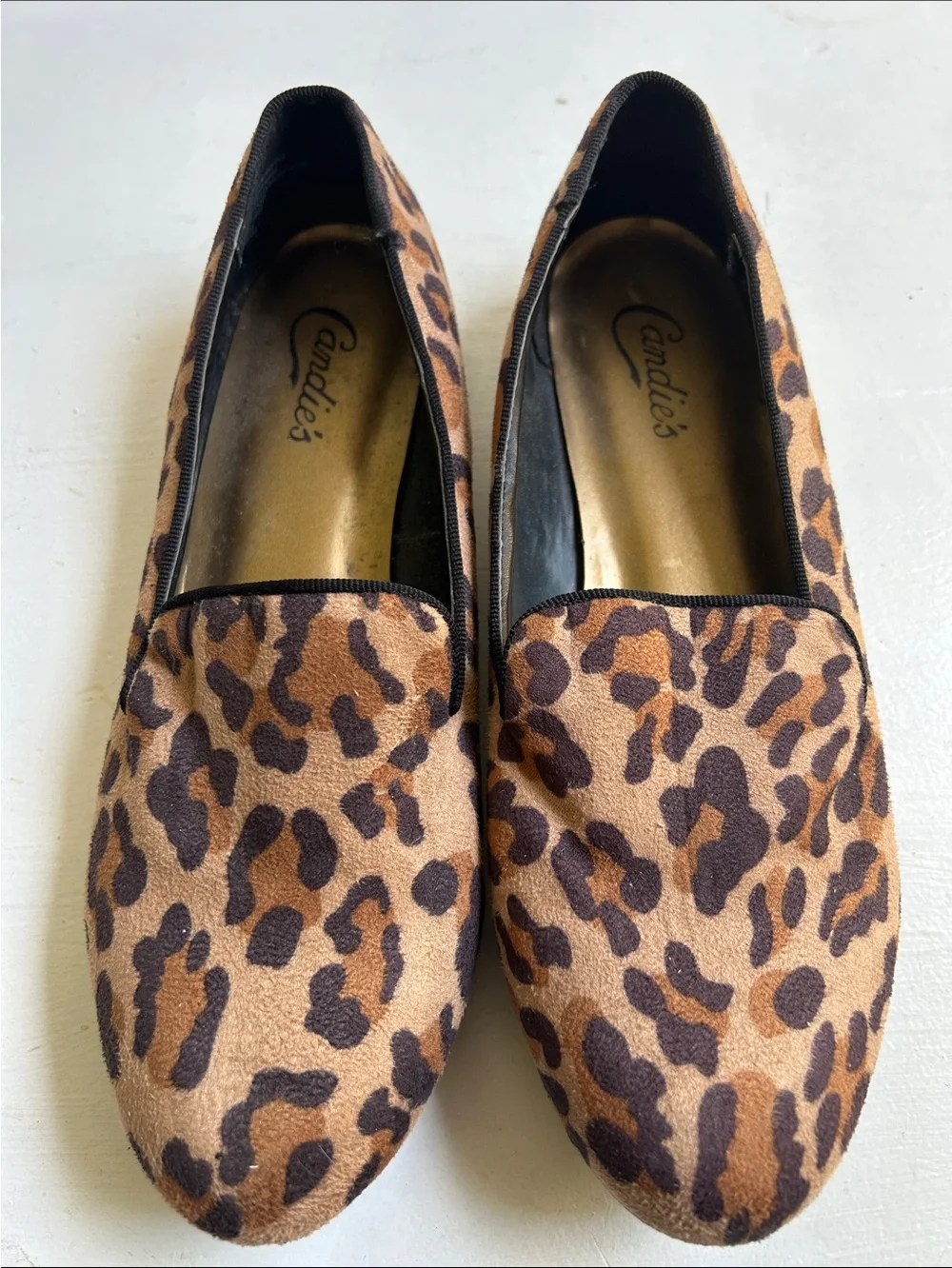 Candie's Leopard-Print Slip-On Flats in Brown and Black